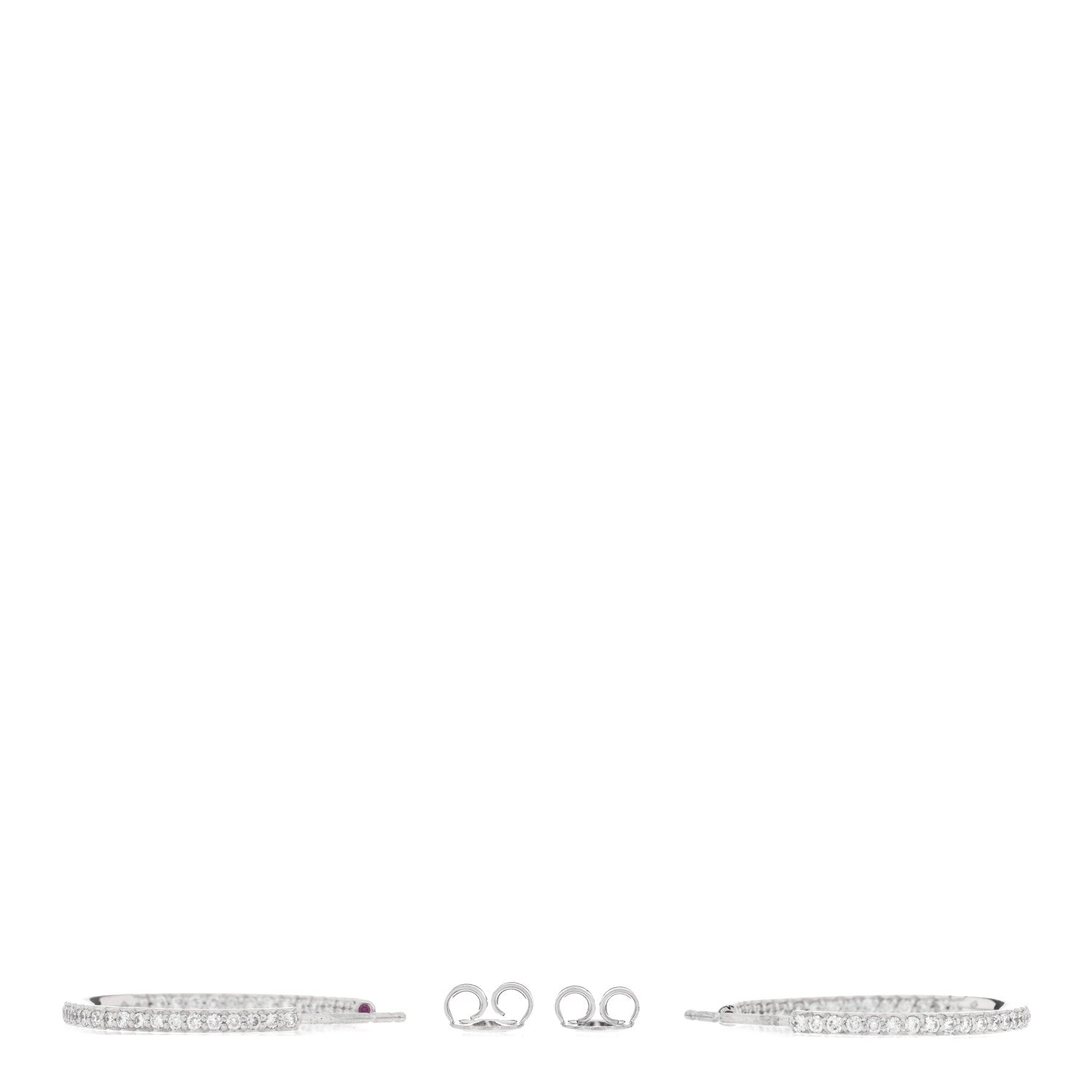 Roberto Coin 18K White Gold Diamond Large Hoop Earrings 3 of 5