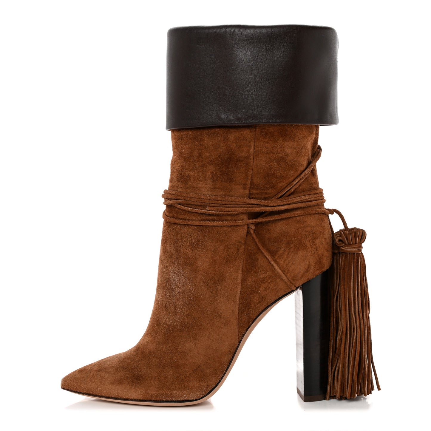 Suede Tanger Tassel Ankle Boots 37 Brown