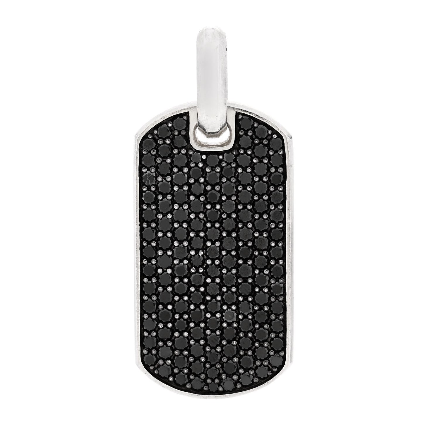 Sterling Silver Black Diamond Chevron Tag Pendant