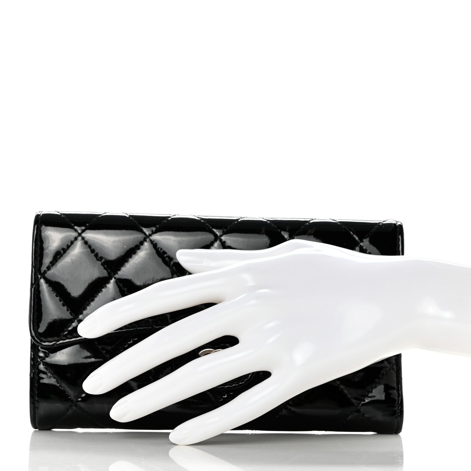 Chanel Patent Quilted Large Flap Wallet Black 2 of 8