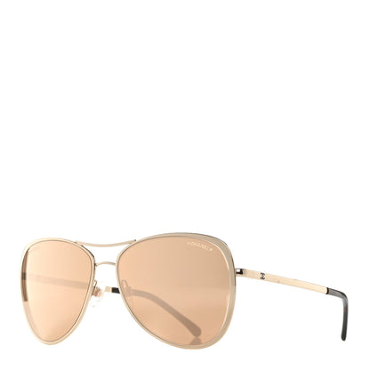 Chanel Mirrored Pilot Summer Sunglasses 4223 Gold 1 of 9