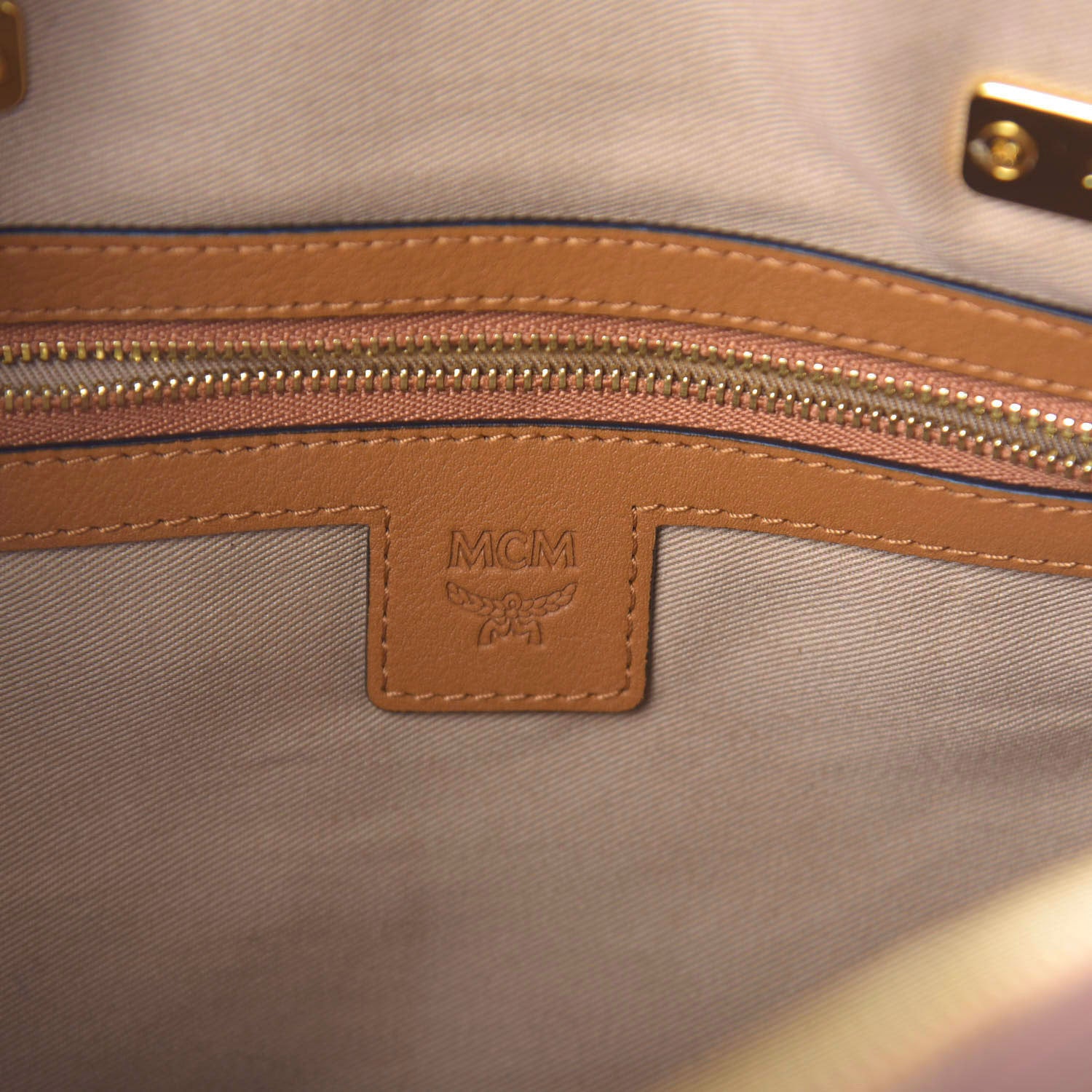 MCM Visetos Boston Bag Cognac 9 of 10