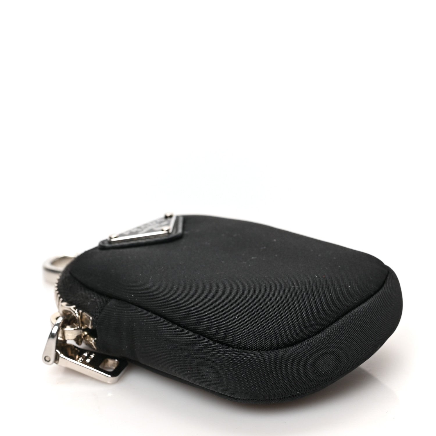 Prada Re-Nylon Pocket Triangle Padded Mini Key Chain Pouch Black 4 of 6