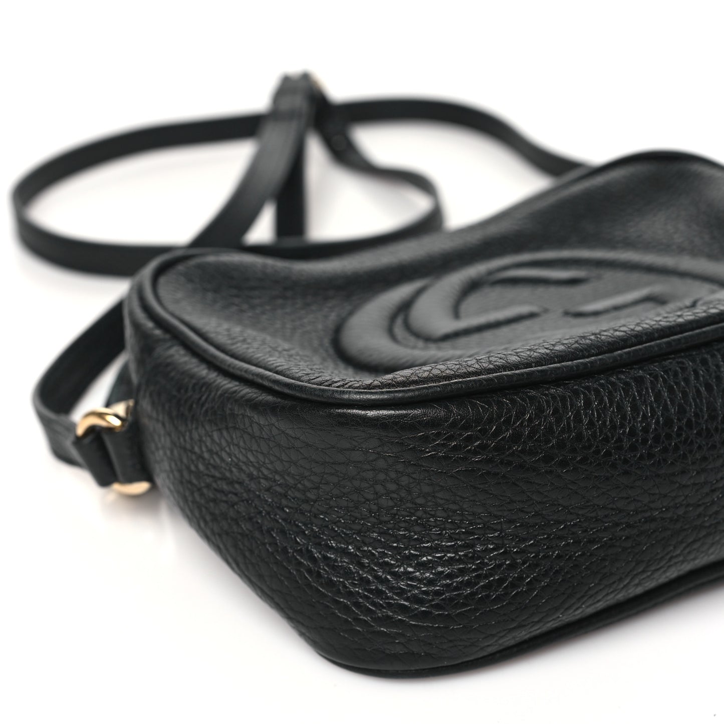 Pebbled Calfskin Small Soho Disco Bag Black