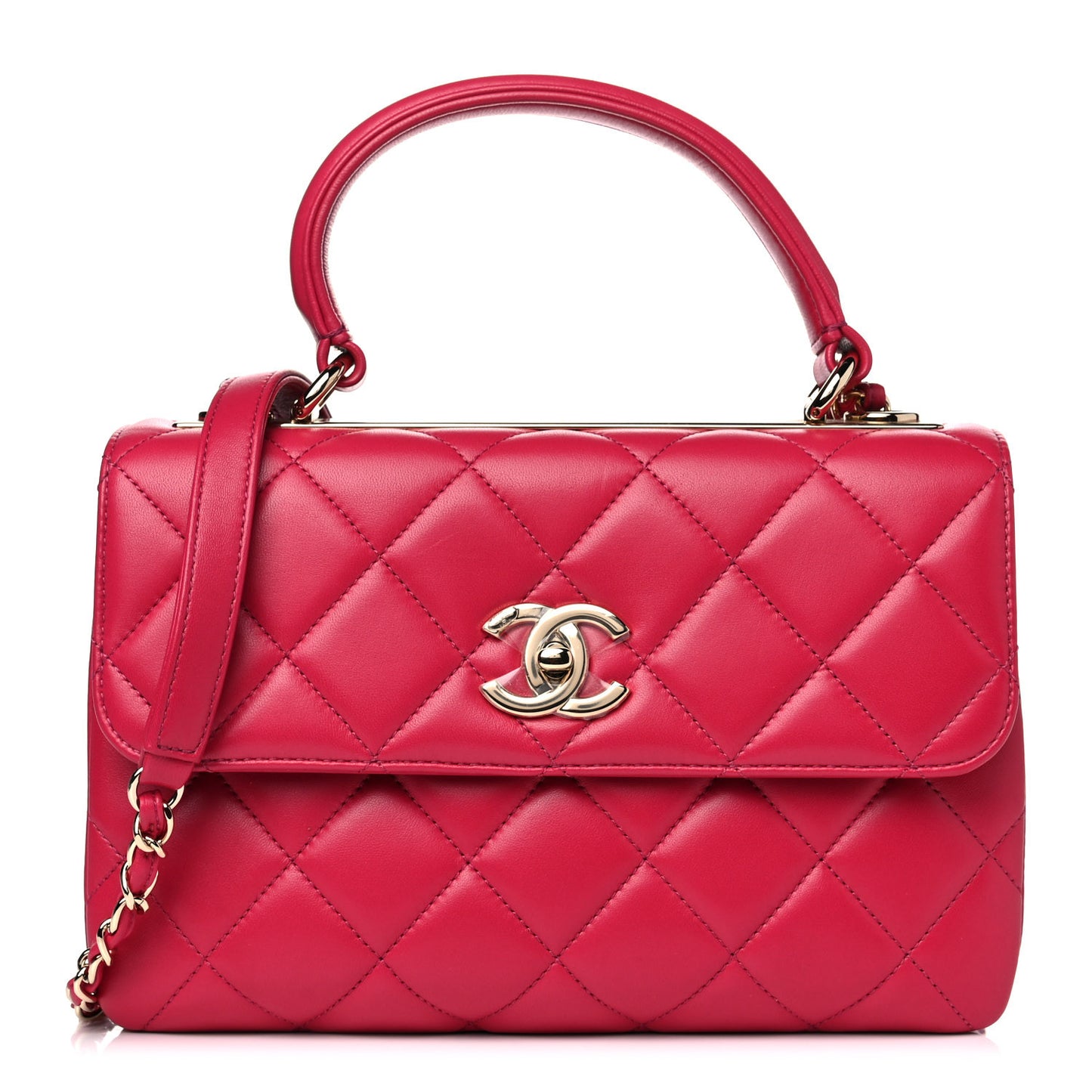 Lambskin Quilted Small Trendy CC Flap Dual Handle Bag Pink