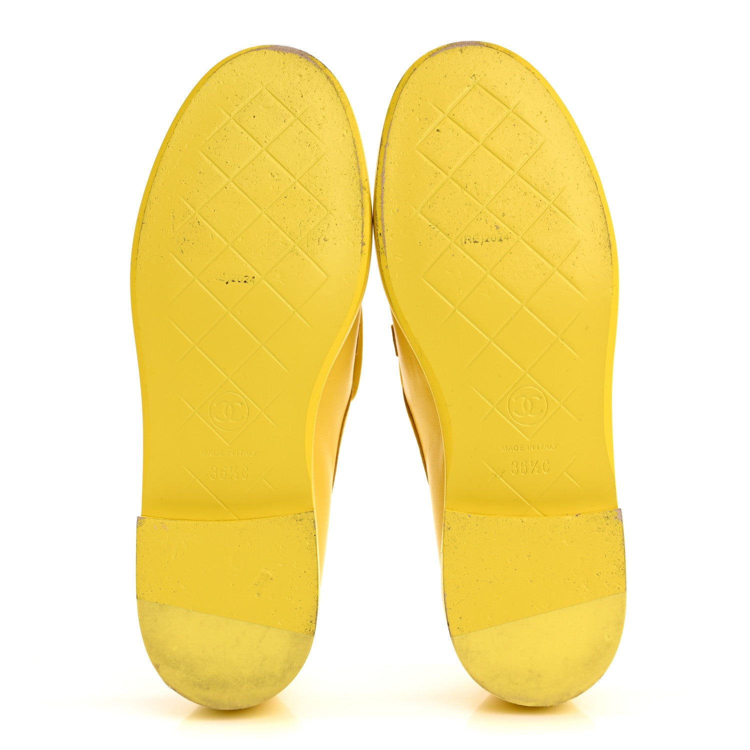 Chanel Lambskin Quilted CC Turnlock Loafers 36.5 Yellow 6 of 13