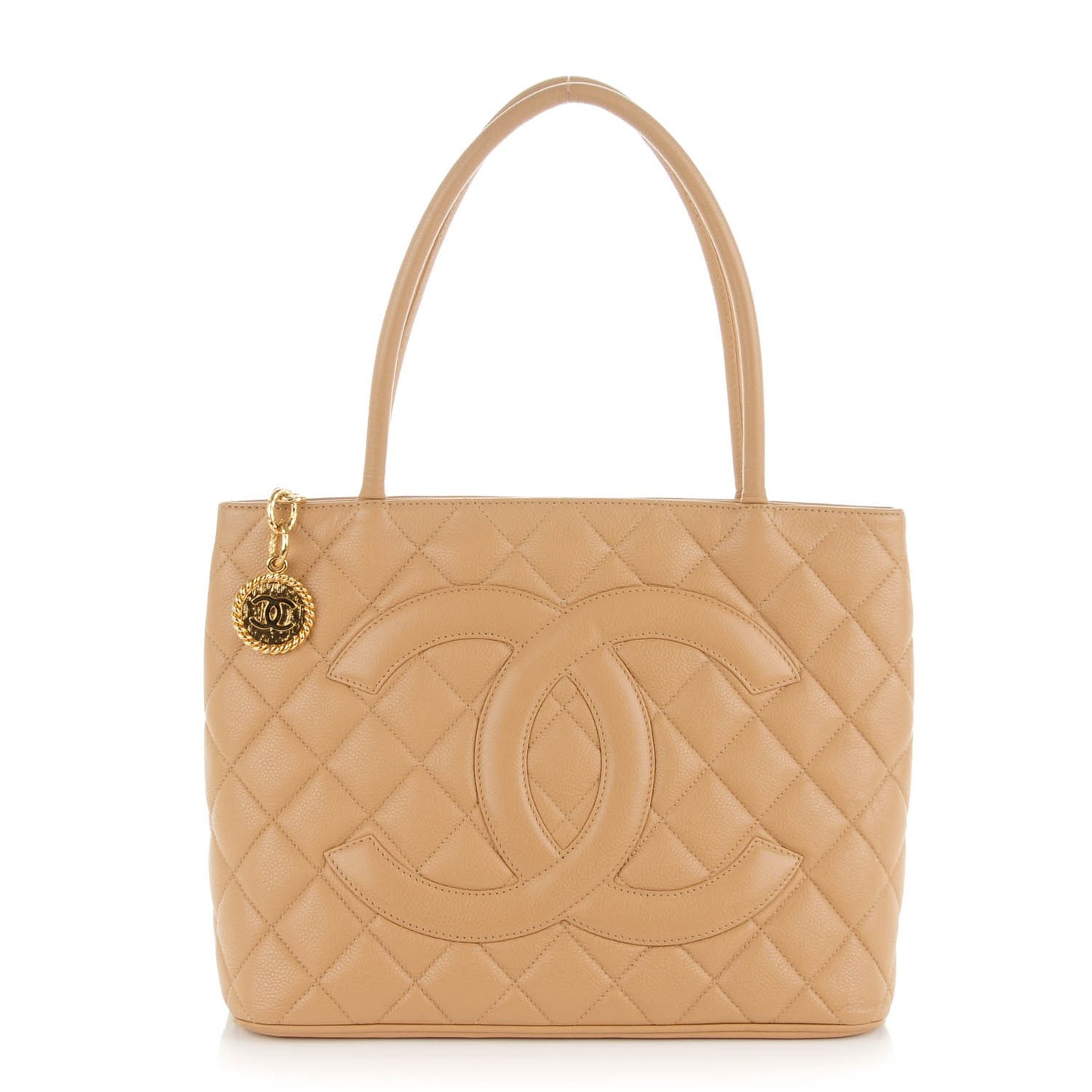 Caviar Quilted Medallion Tote Beige