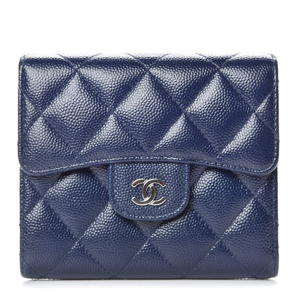 Chanel Caviar Quilted Compact Flap Wallet Navy 1 of 13