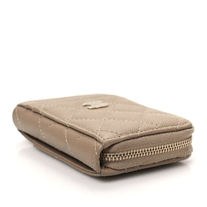 Chanel Caviar Quilted Zip Card Holder Beige 4 of 8