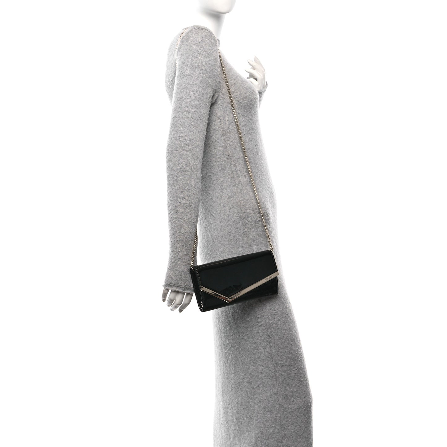 Patent Emmie Clutch Bag Black