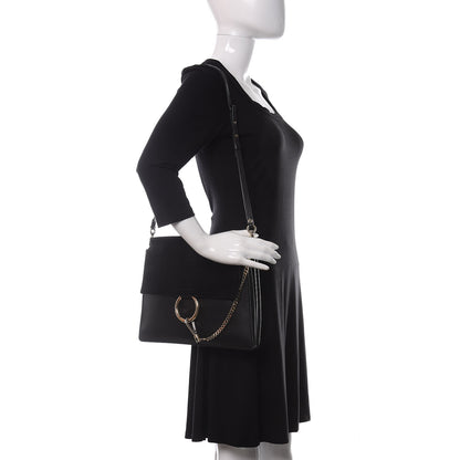 Chloe Suede Calfskin Medium Faye Shoulder Bag Black 2 of 14