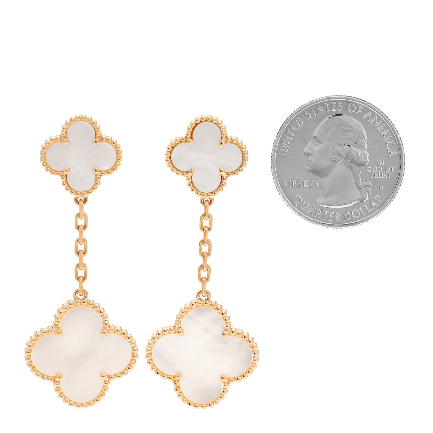 18K Yellow Gold Mother of Pearl 2 Motifs Magic Alhambra Earrings