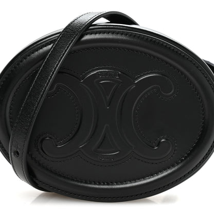Celine Smooth Calfskin Cuir Small Triomphe Oval Crossbody Purse Black 8 of 10