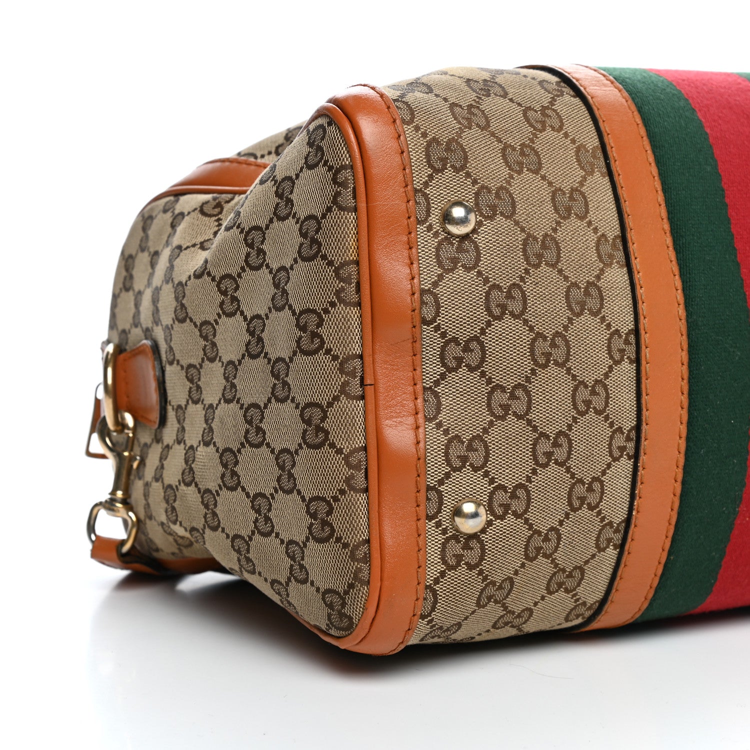 Gucci Monogram Vintage Web Medium Boston Tobacco 8 of 15