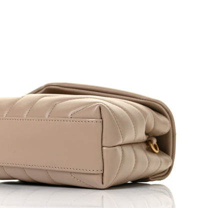 Saint Laurent Calfskin Y Quilted Monogram Toy Loulou Satchel Latte 8 of 9