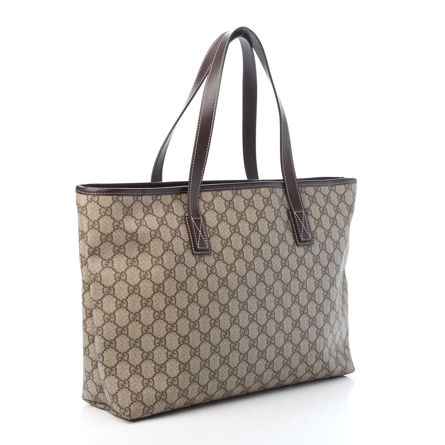 GG Supreme Monogram Medium Zip Tote Dark Brown