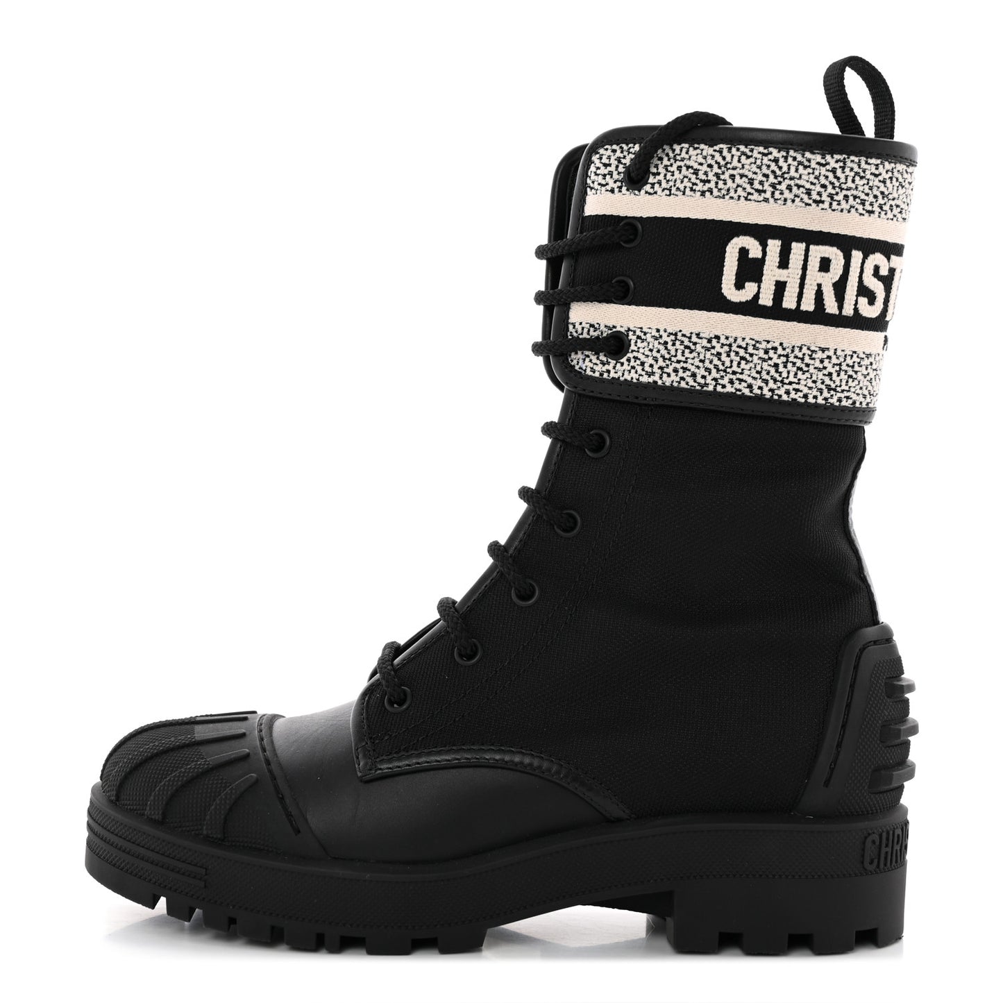 Calfskin Technical Fabric D-Major Ankle Boots 38 Black White