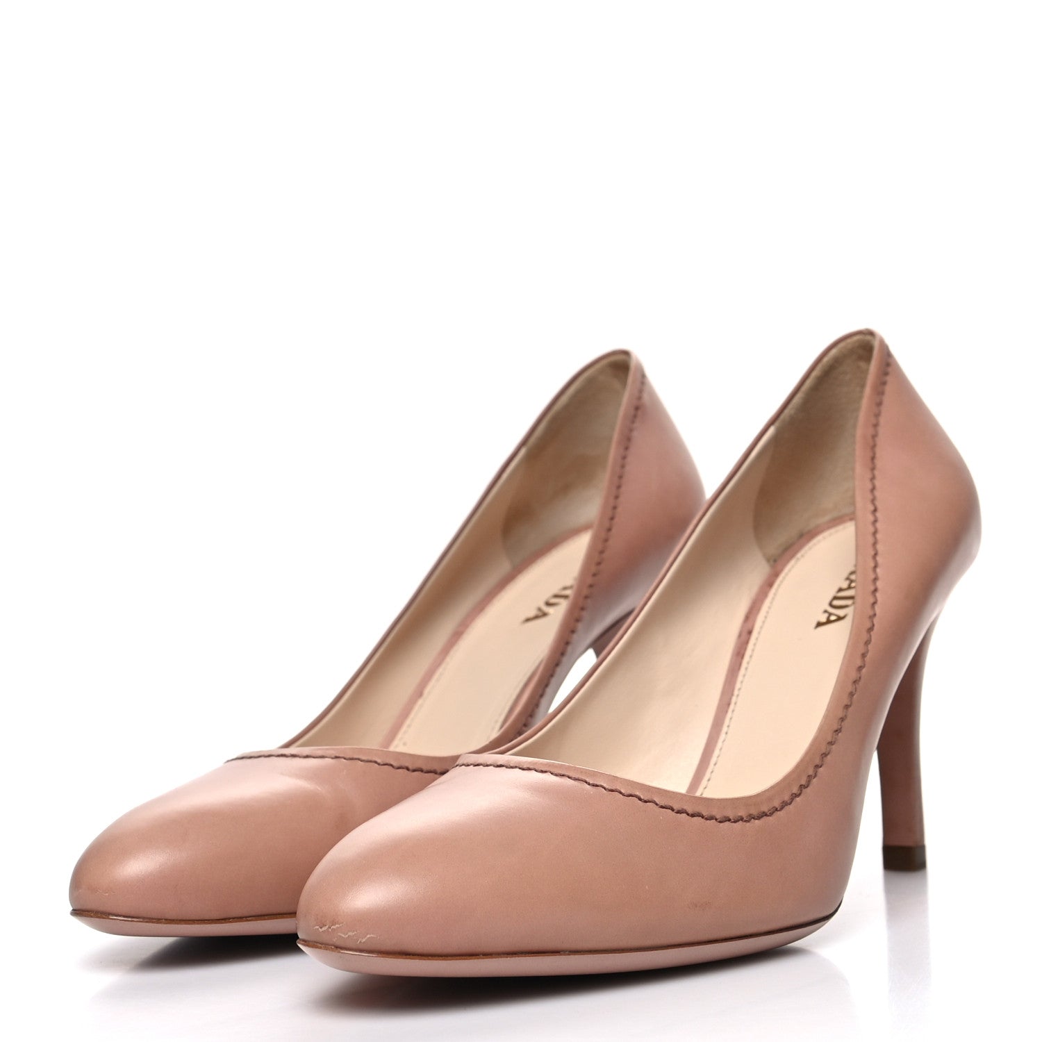 Prada Natural Light Calfskin Pumps 38.5 Nudo 3 of 11