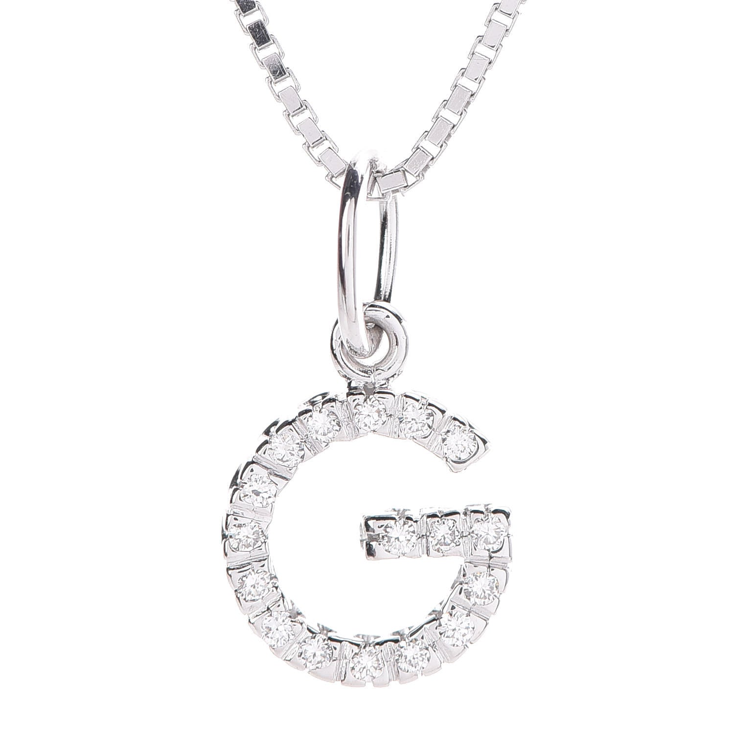 Gucci 18K White Gold Diamond G Pendant Necklace 4 of 7