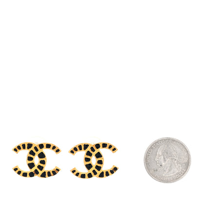 Chanel Resin Along The Nile CC Earrings Gold Black 2 of 5