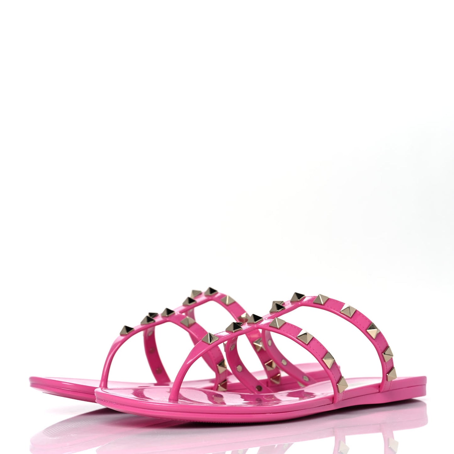 PVC Jelly Rockstud Caged Flat Thong Sandals 40 Dawn Pink