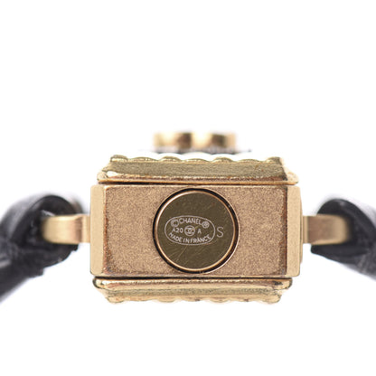 Chanel Calfskin Crystal Perfume Bottle CC Bracelet S Black 4 of 5