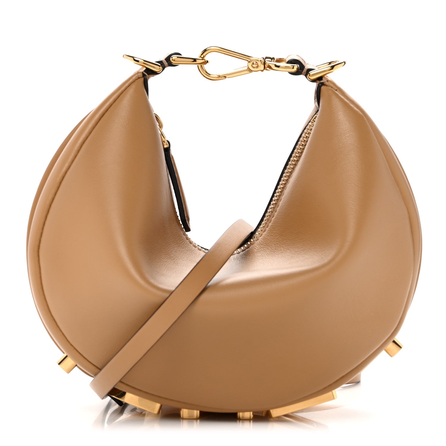 Fendi Vitello Grace Matte Mini Fendigraphy Hobo Bag Miele Scuro 1 of 11