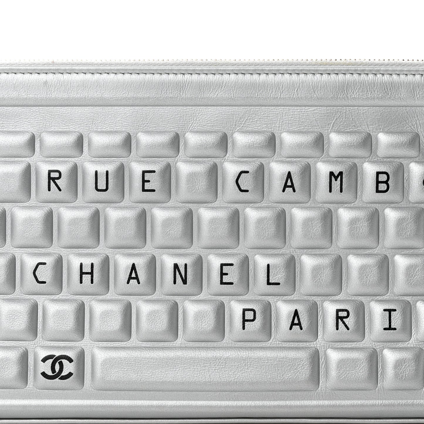 Metallic Calfskin Keyboard Pouch Silver