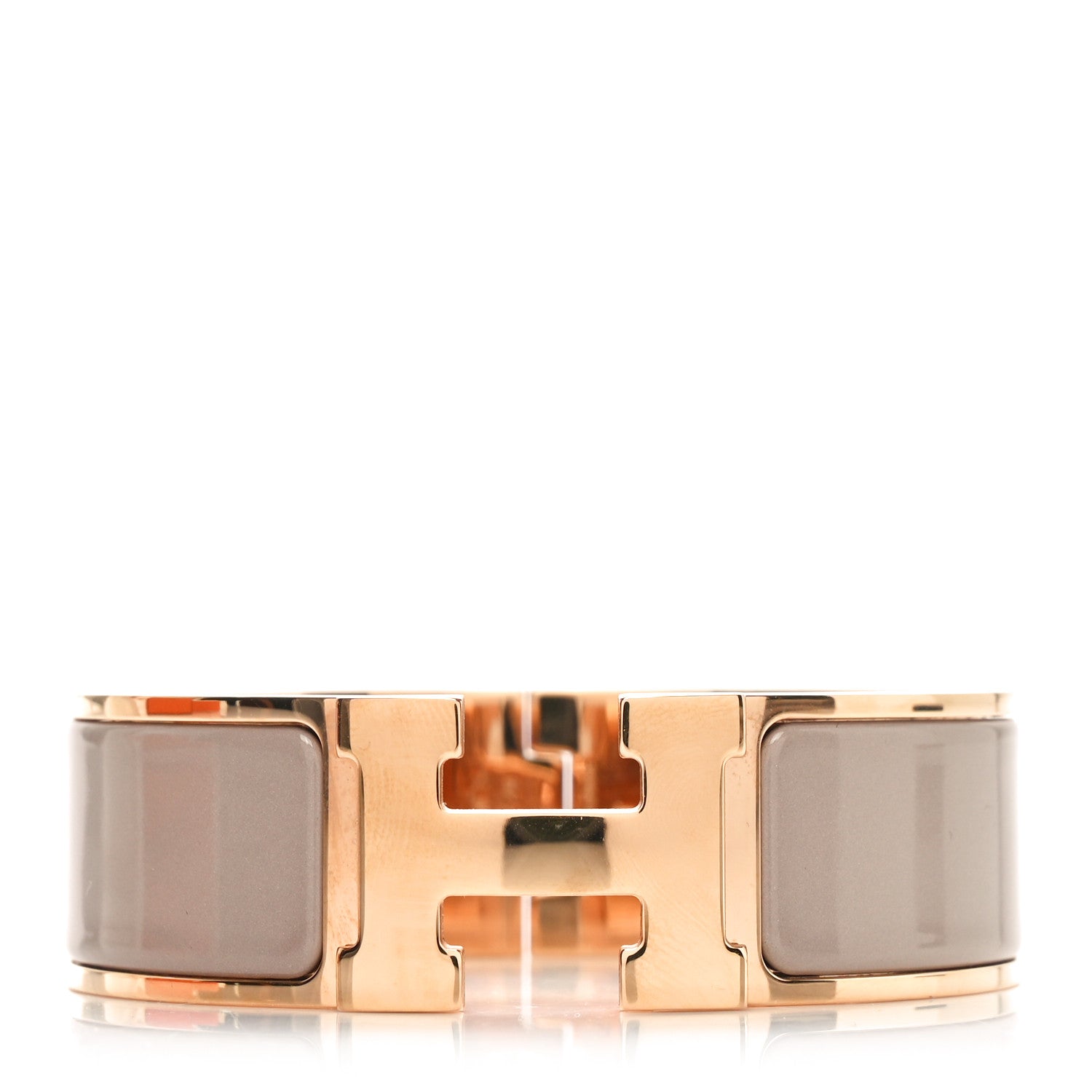 Hermes Enamel Wide Clic Clac H Bracelet GM Marron Glace 1 of 5