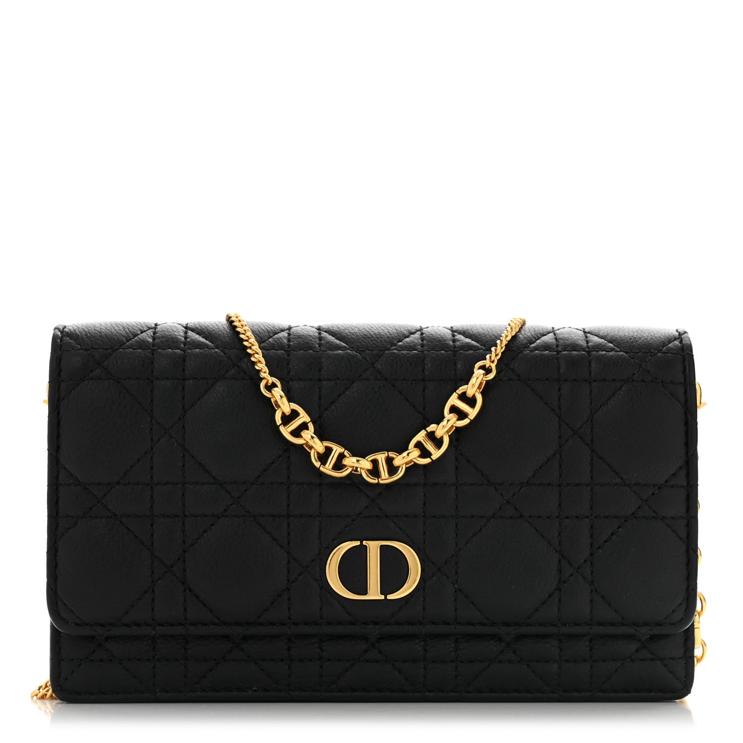 Christian Dior Supple Calfskin Caro Pouch with Chain Black 1 of 14