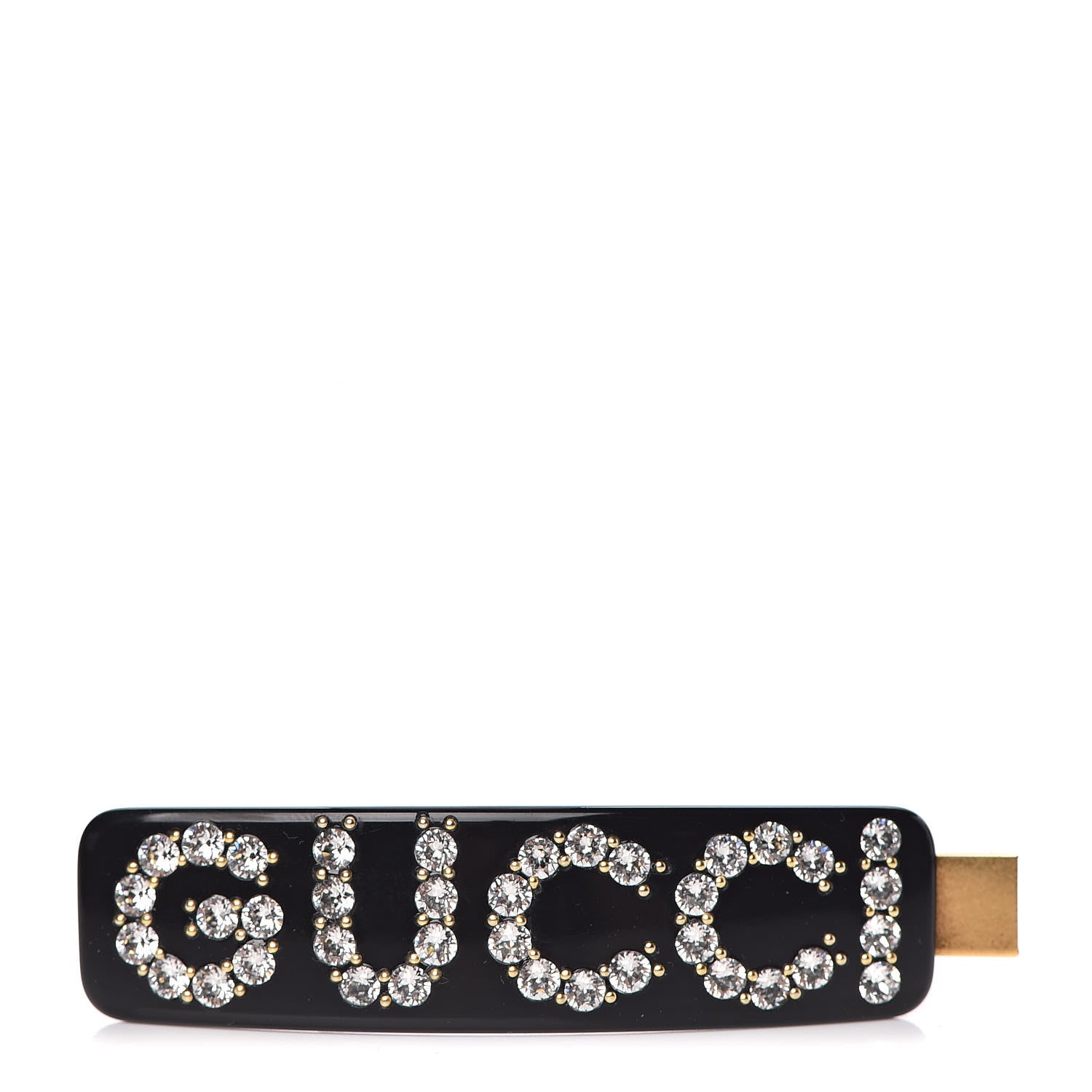 Gucci Resin Crystal Single Hair Barrette Black 1 of 5