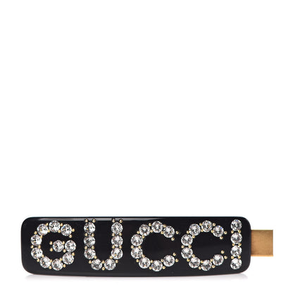 Gucci Resin Crystal Single Hair Barrette Black 1 of 5