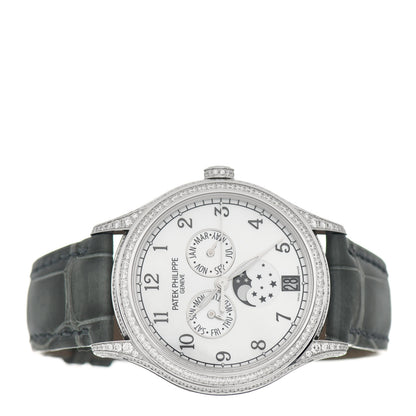 Patek Philippe 18K White Gold Alligator Diamond Mother of Pearl 38mm Annual Calendar Automatic Watch 4948G-010 2 of 5