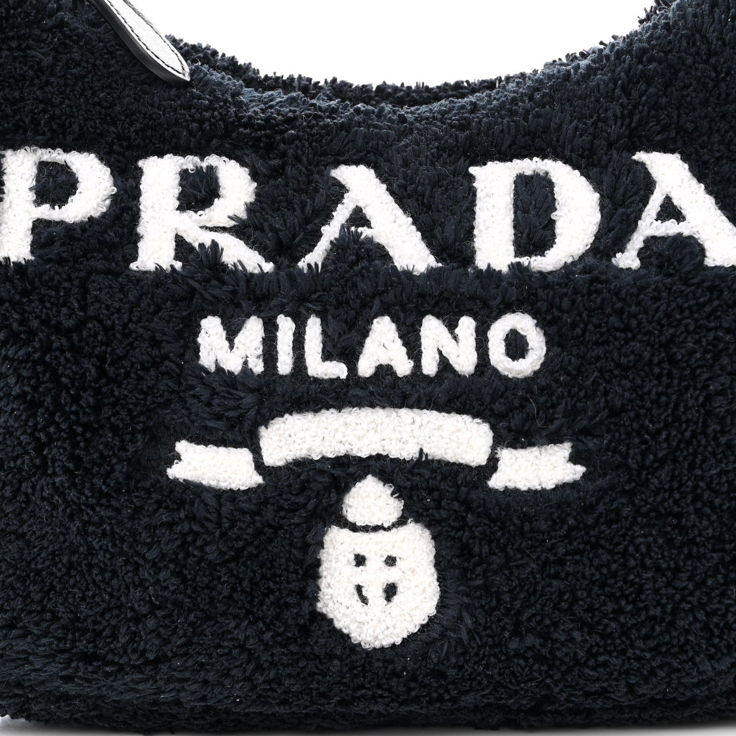 Terry Cloth Mini Re-Edition 2000 Bag Black White