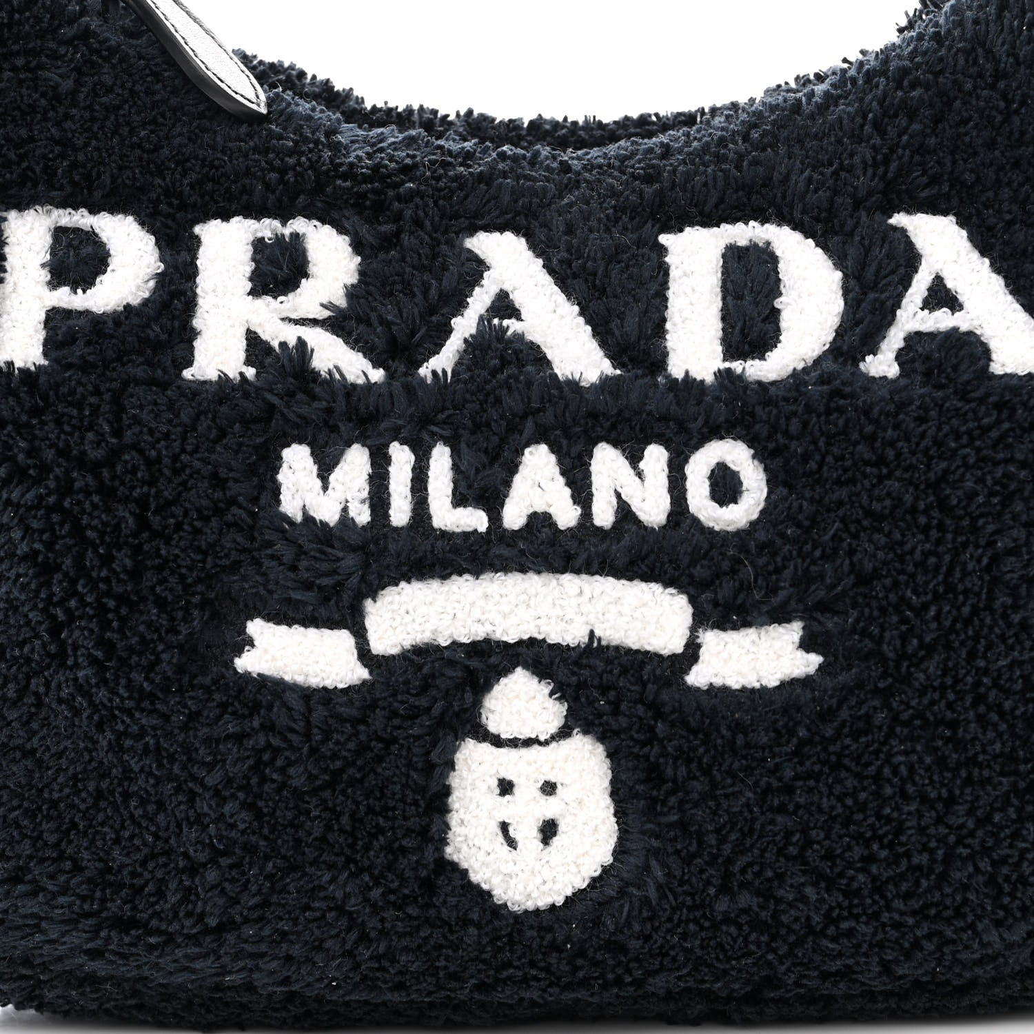 Prada Terry Cloth Mini Re-Edition 2000 Bag Black White 8 of 10