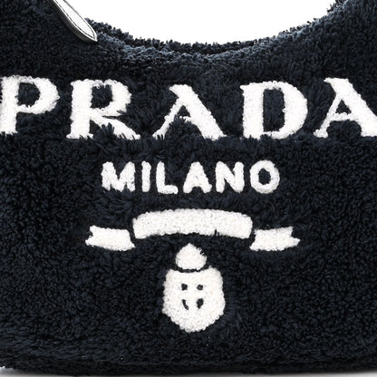 Prada Terry Cloth Mini Re-Edition 2000 Bag Black White 8 of 10
