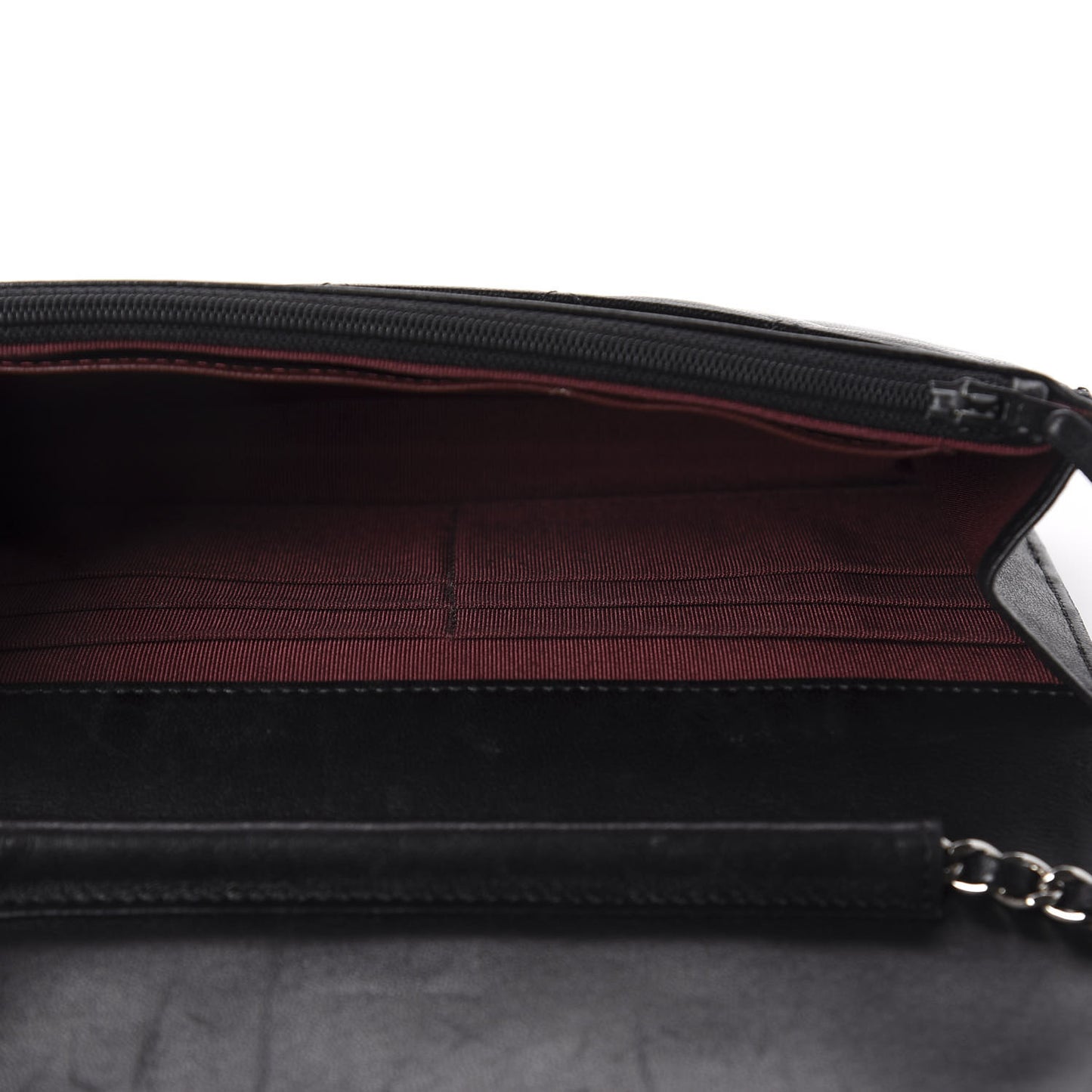 Lambskin Quilted Wallet On Chain WOC Black