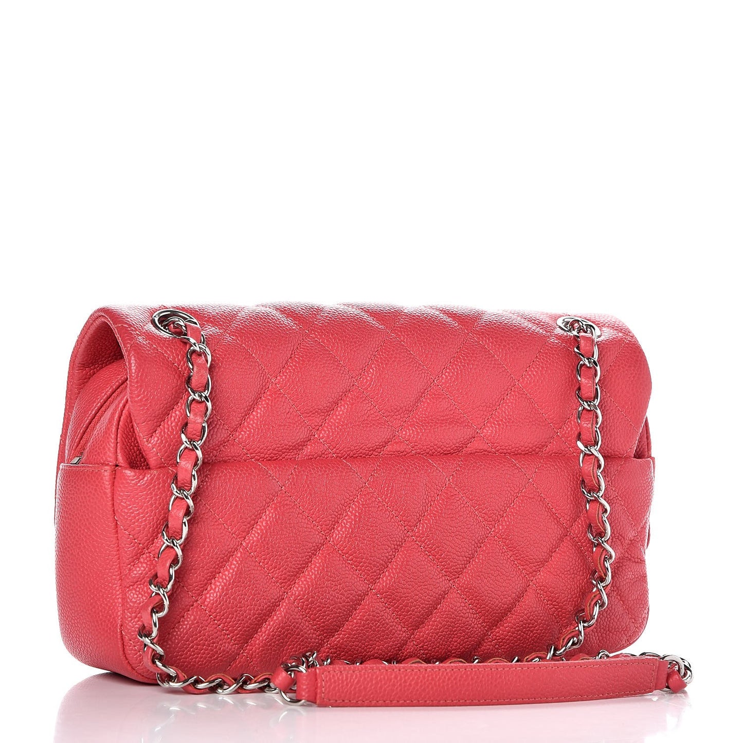 Caviar Quilted Medium Easy Flap Coral
