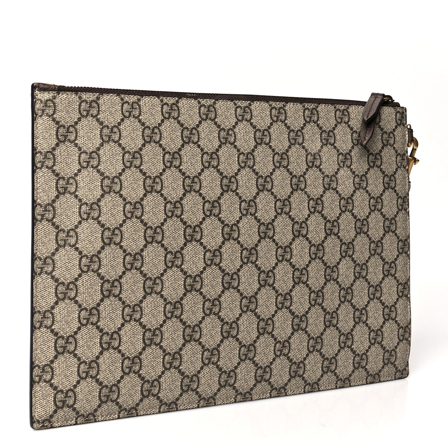 GG Supreme Monogram Neo Vintage Zip Wristlet Pouch Beige New Acero Crop