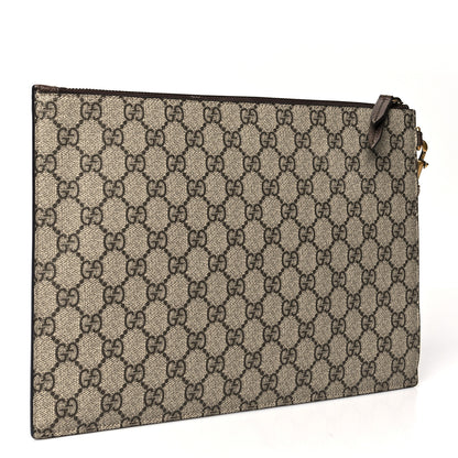 Gucci GG Supreme Monogram Neo Vintage Zip Wristlet Pouch Beige New Acero Crop 4 of 9