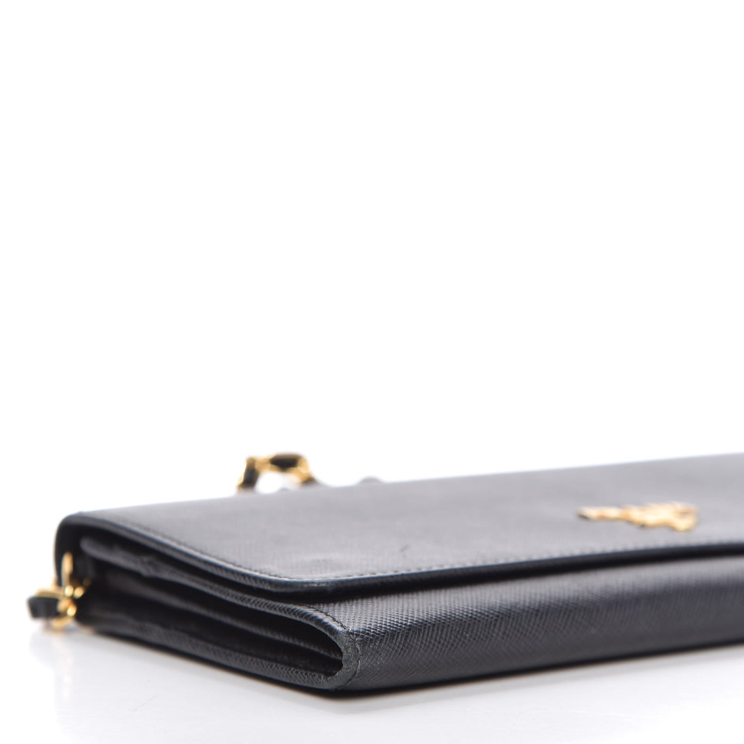 Saffiano Metal Oro Chain Wallet Black
