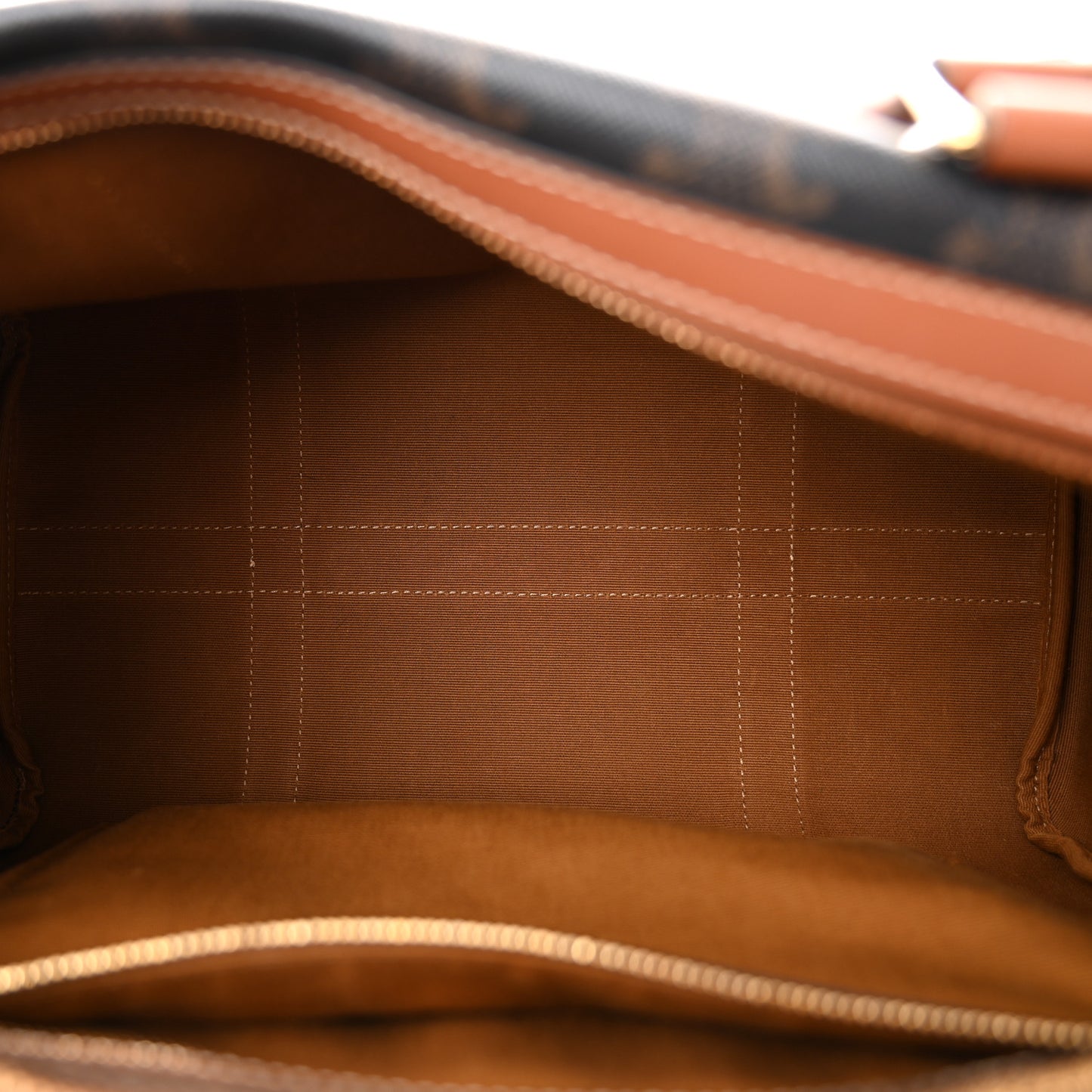 Triomphe Canvas Calfskin Boston Bag Tan