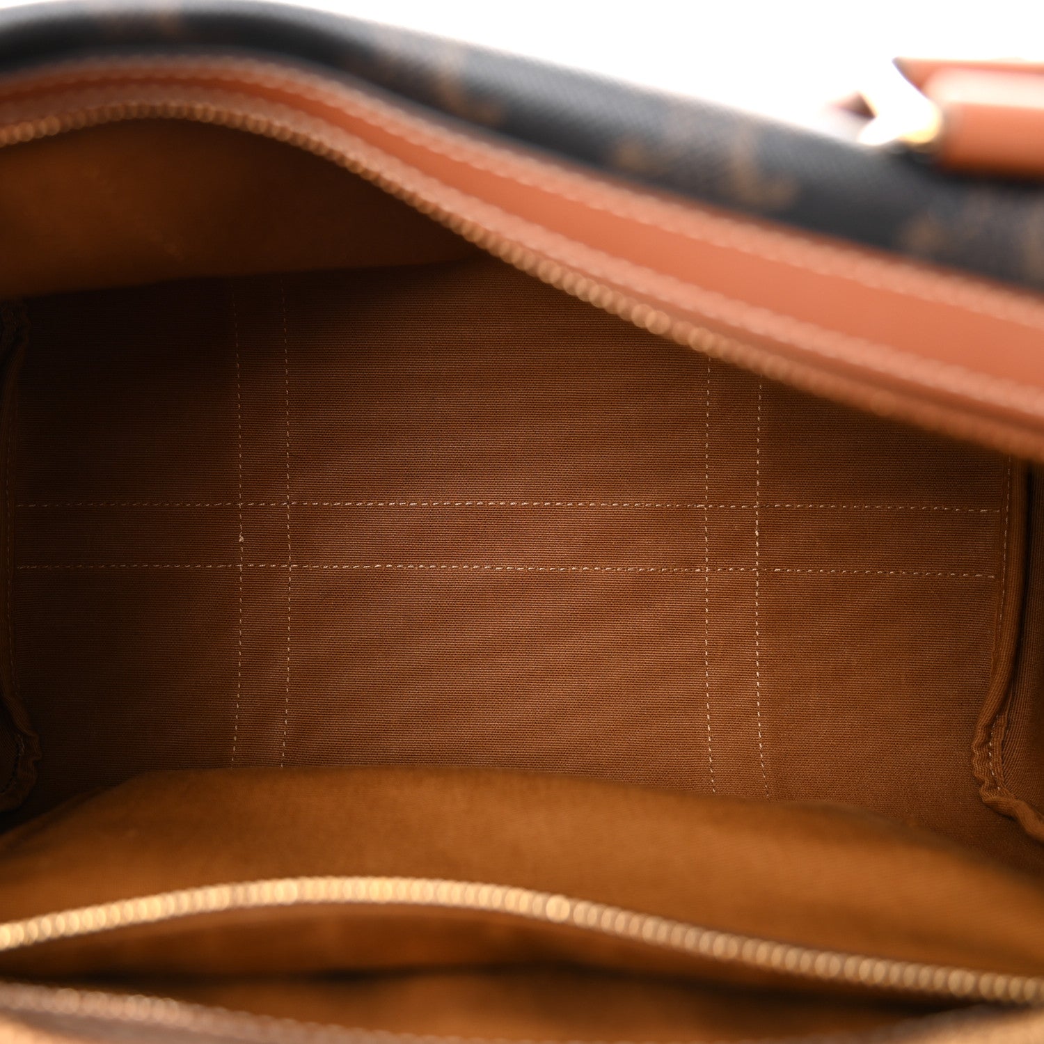 Celine Triomphe Canvas Calfskin Boston Bag Tan 5 of 11