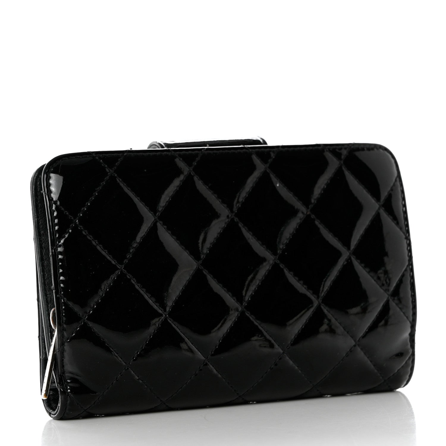 Chanel Patent Quilted Brilliant Zipped Pocket Wallet Black 3 of 9