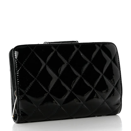 Chanel Patent Quilted Brilliant Zipped Pocket Wallet Black 3 of 9