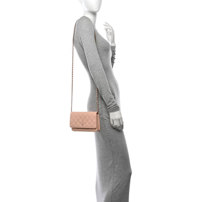 Chanel Caviar Quilted Wallet on Chain WOC Light Pink 2 of 11