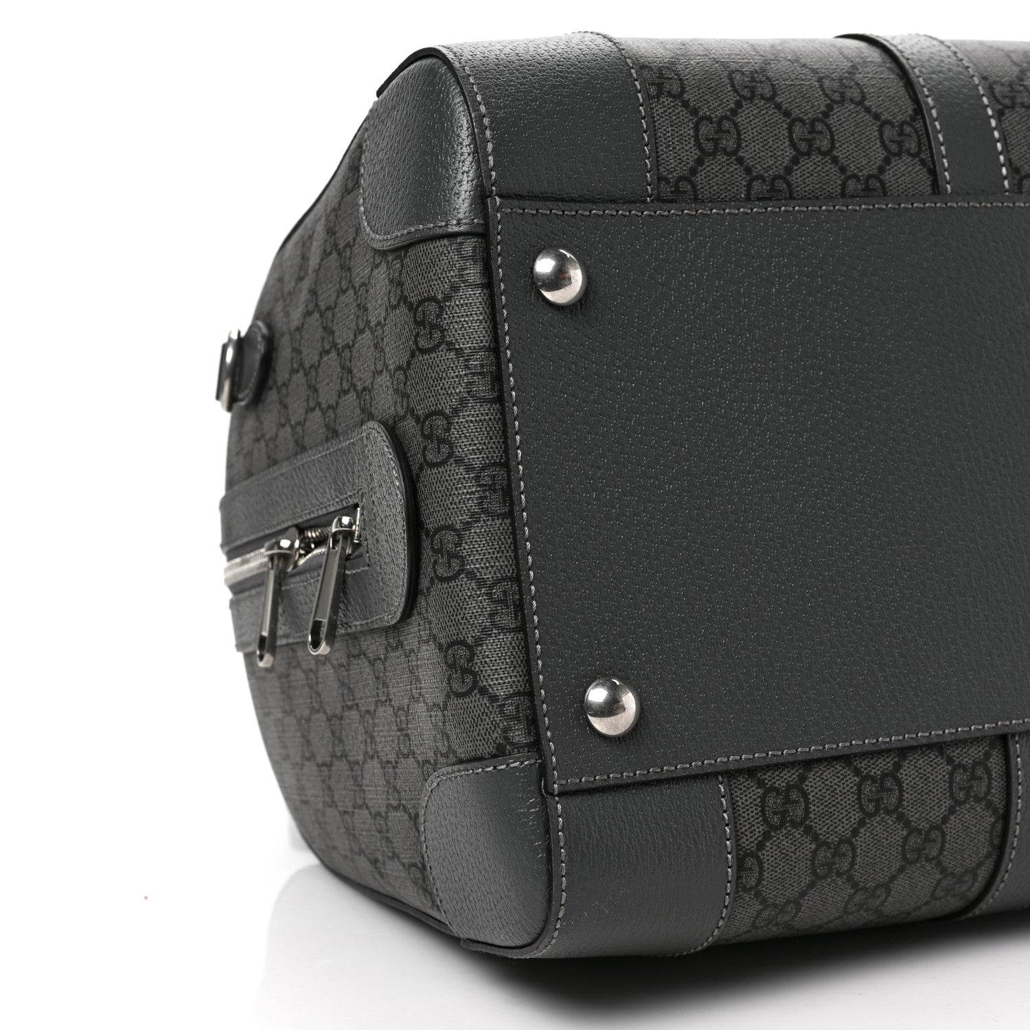 Gucci GG Supreme Monogram Textured Dollar Calfskin Medium Savoy Duffle Bag Grey Black Graphite Grey 7 of 8