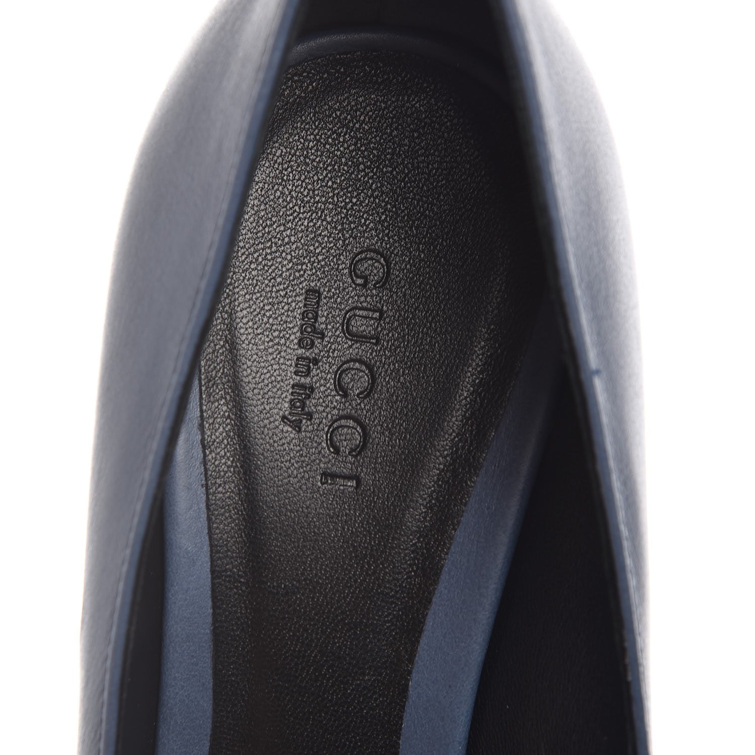 Gucci Calfskin Logo Plate Peep Toe Pumps 37.5 Admiral 9 of 11