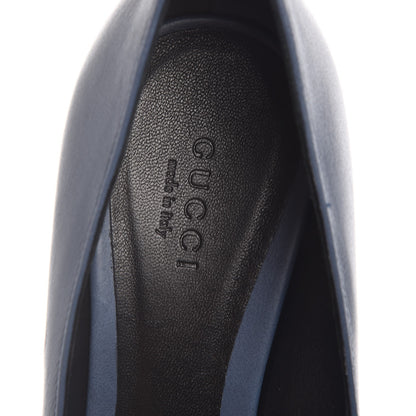 Gucci Calfskin Logo Plate Peep Toe Pumps 37.5 Admiral 9 of 11