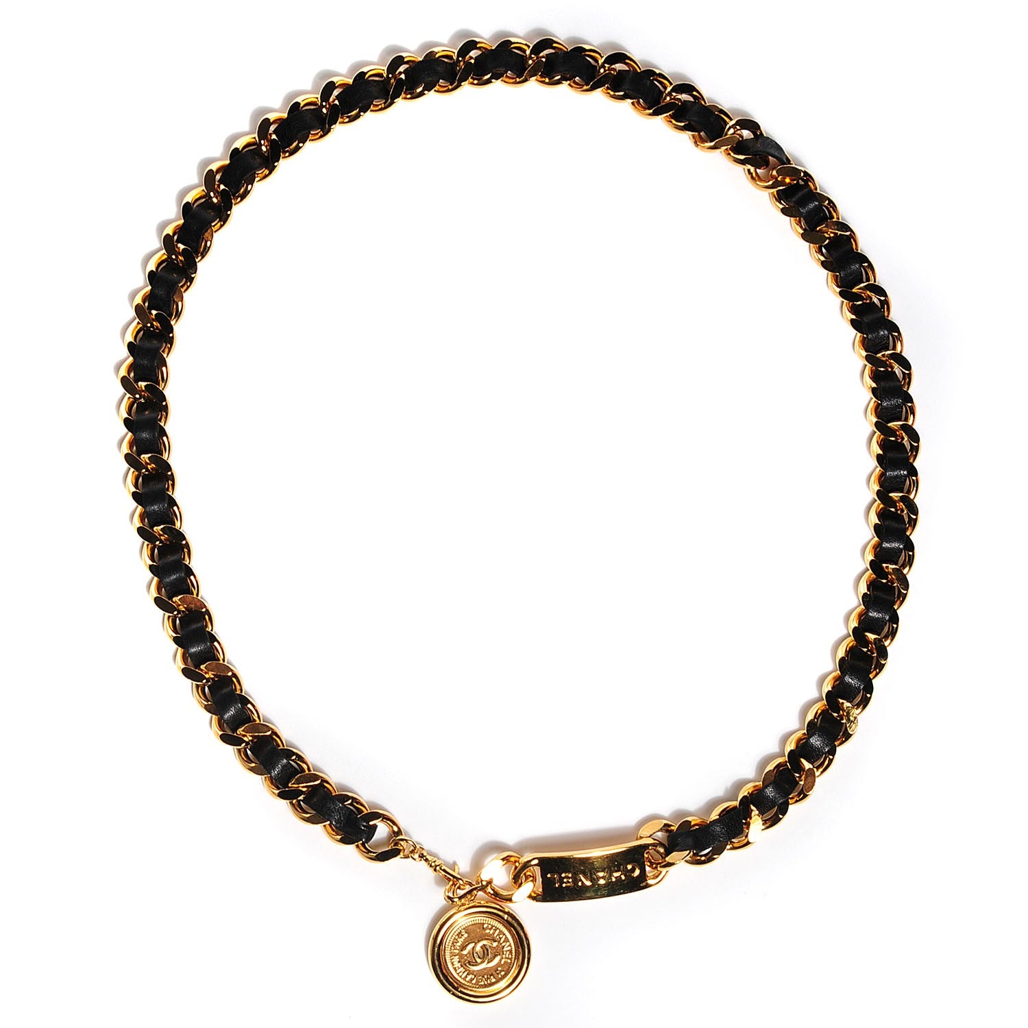 Chanel Lambskin Chain 31 Rue Cambon Medallion Belt Gold Black 1 of 3